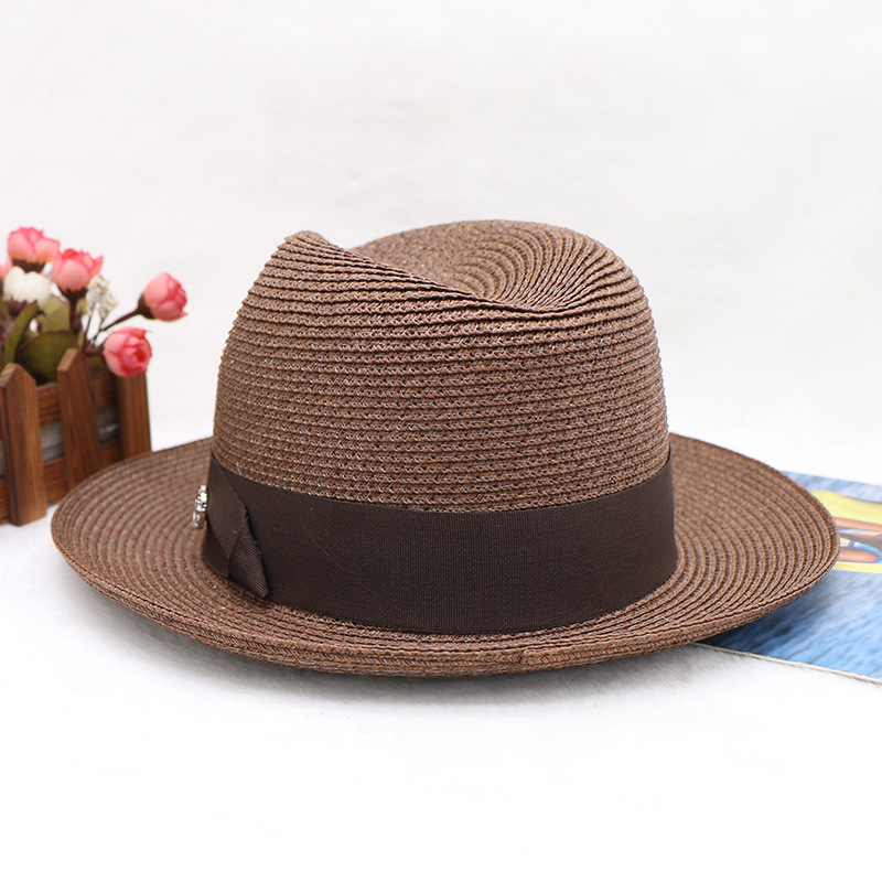 papyrus fine braid top hat new product travel shopping versatile spring and summer wide-brimmed jazz hat_voghion.com