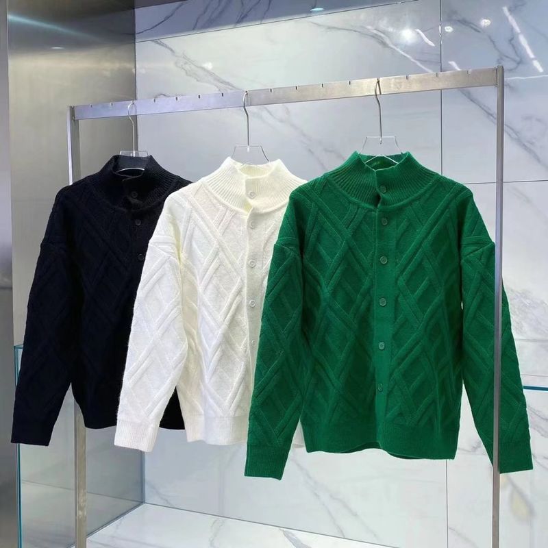 Men's Clothing Autumn And Winter New Niche High End Diamond Check Knitted Jacket Men's Lazy Style Cardigan Sweater_voghion.com