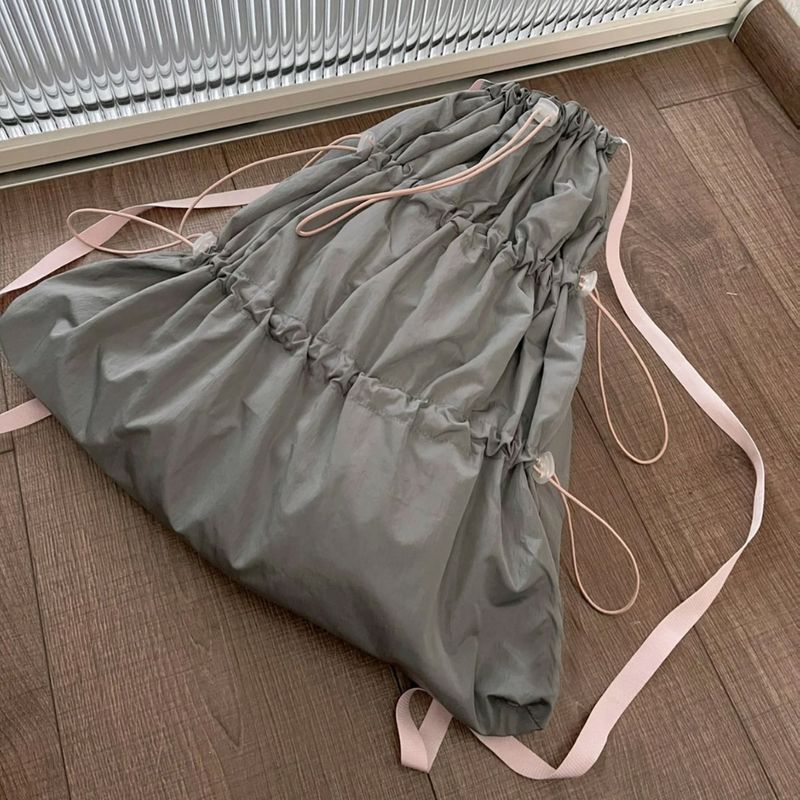 Zaino casual 2025, zaino coreano in nylon leggero con coulisse Lazy Wind, modelli da donna_voghion.com