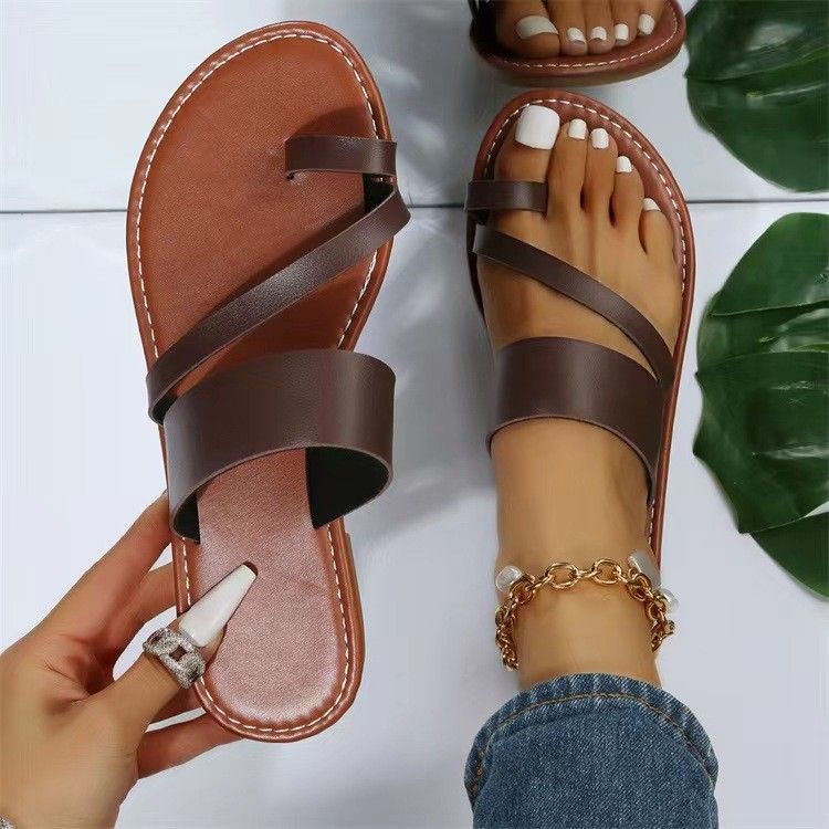 2025 Women's Sandals Large Size New Fashion Spring Summer Flat Toe Comfortable_voghion.com