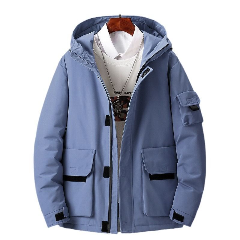Korte stijl winter dikke witte eenden capuchon heren en dames werkkleding paar donsjack_voghion.com