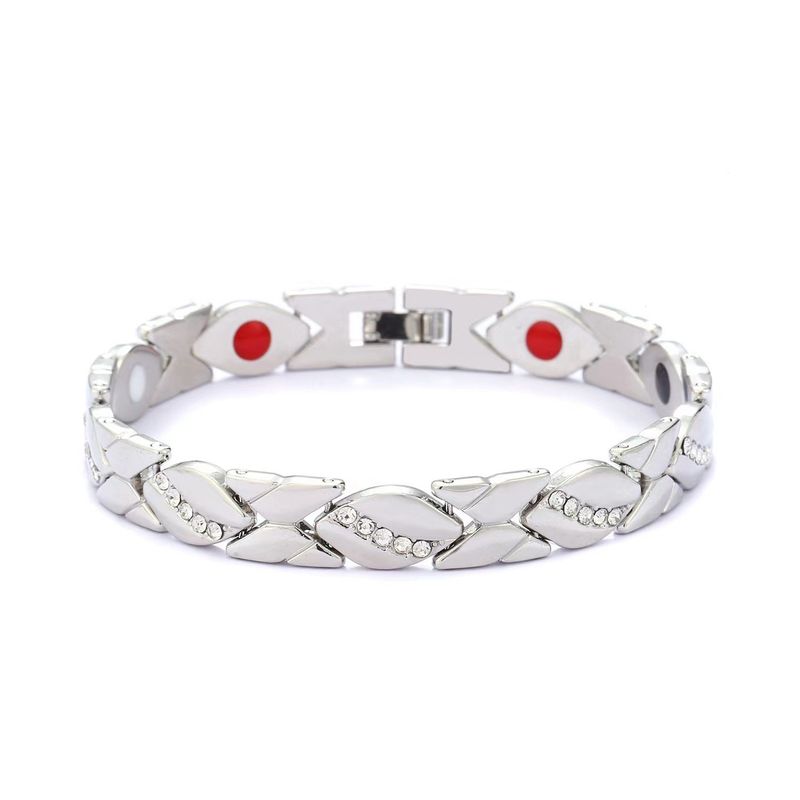 Bracelet réglable magnétique Yunjin New Leaf incrusté de diamants en cuivre rouge antique brossé_voghion.com