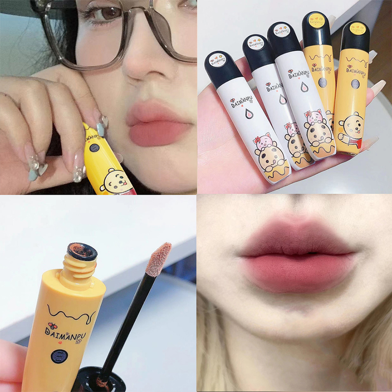 Specchio simpatico orso smalto per labbra lucidalabbra acquoso rossetto liquido gelatinoso trasparente a lunga tenuta impermeabile Womon Beau gloss stick_voghion.com