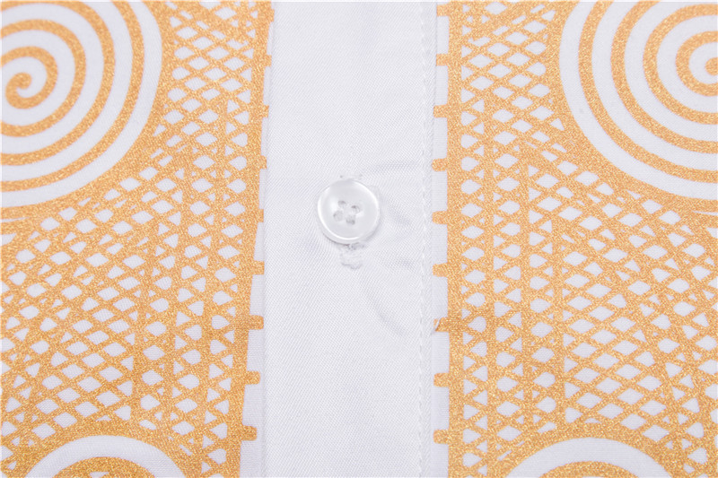 Men's Ethnic Style Robe Hot Gold Printed Standing Collar Shirt Long Sleeve Casual Suit_voghion.com