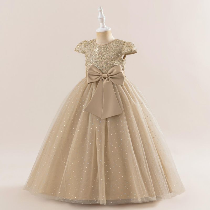 Mutter & Kinder Mädchen Kleid Prinzessin Kleid Flauschiges Kleid Schleife Blumenmädchen Hochzeitskleid Langes Kleid Kinder Ballkleid_voghion.com