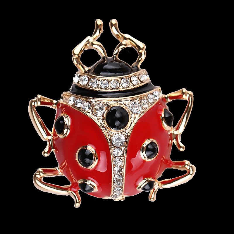 Moda giapponese e coreana personalità cartone animato sette punti coccinella smalto goccia di olio diamante insetto animale accessori spilla corsage_voghion.com
