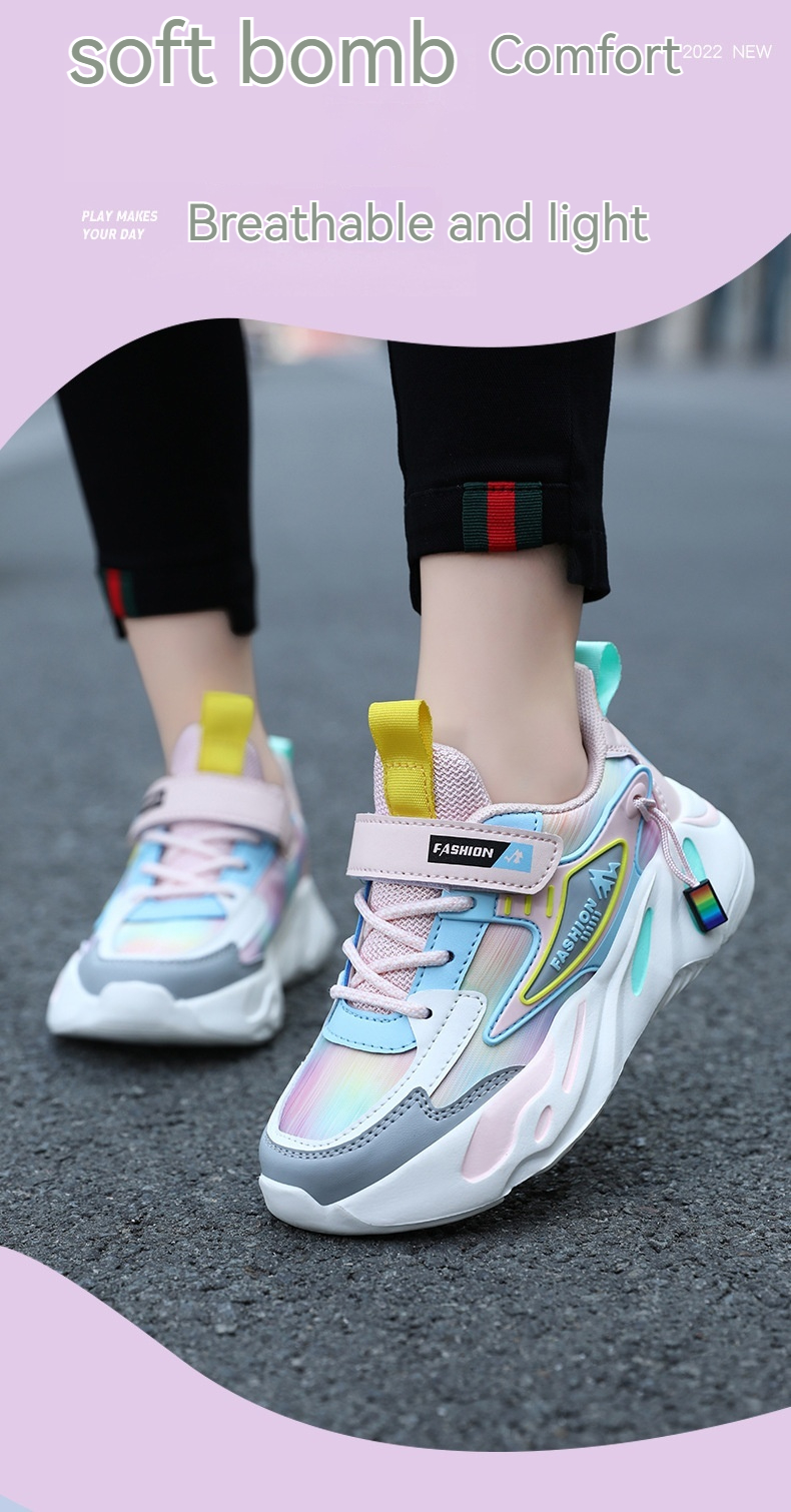 Mädchenschuhe Frühling und Herbst Neue Mesh-Sommer-Kindersportschuhe Obermaterial aus Leder, lässige Laufschuhe für große Jungen_voghion.com