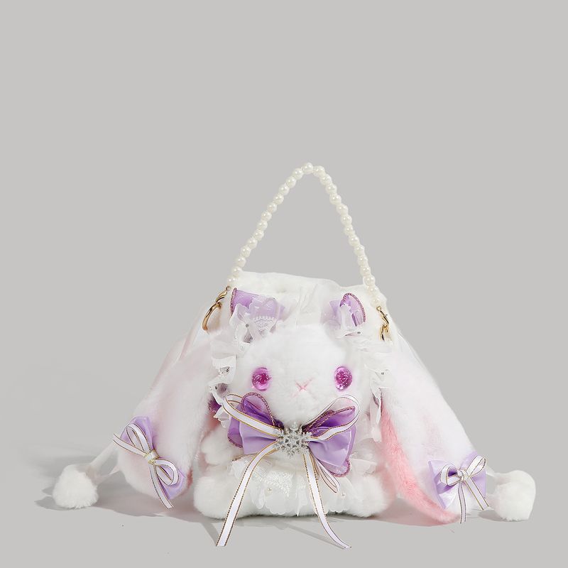 Sac à bandoulière Lolita mignon pour femme, nouvelle poupée en peluche de dessin animé, cadeau d'anniversaire, petit lapin blanc, 2024_voghion.com