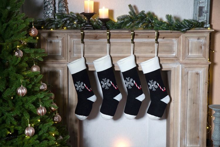 Plush Decorative Knitted Christmas Socks Pendant Cane Candy Snowflake Gift Bag_voghion.com