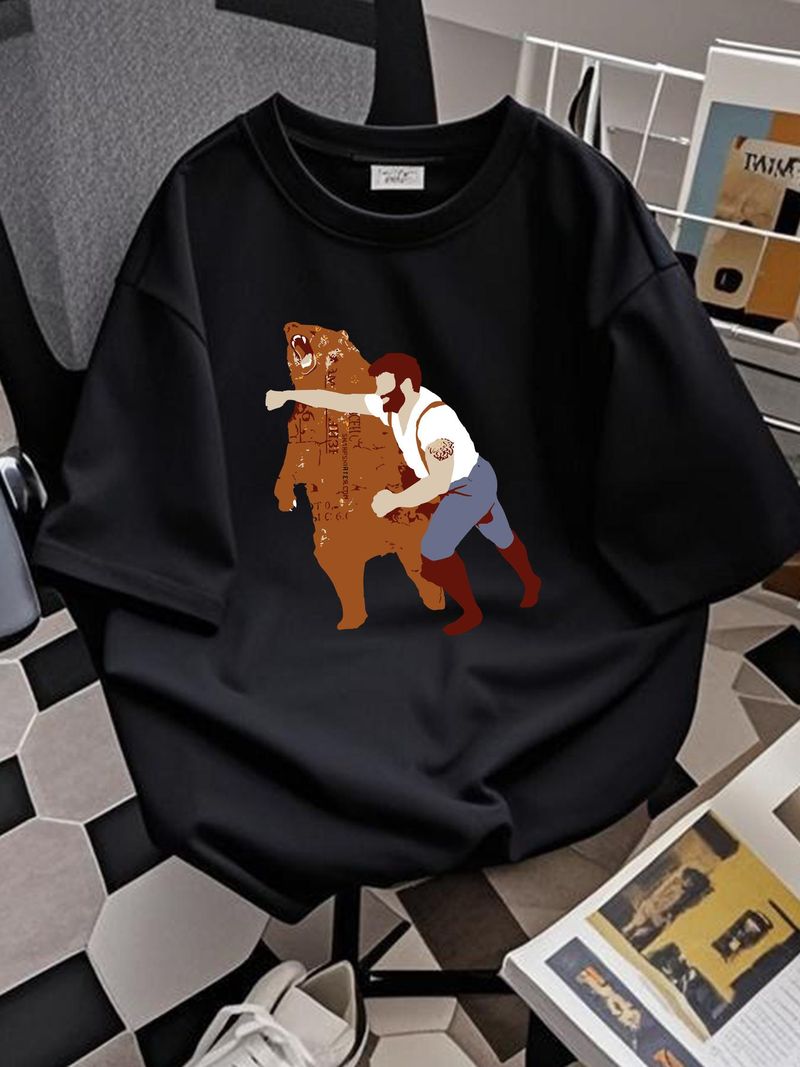 VENDITA CALDA!! Una maglietta con orso grizzly, una maglietta cool con orso grizzly, un orso che prende a pugni, una maglietta estiva versatile da indossare tutti i giorni, unisex, elegante e traspirante._voghion.com