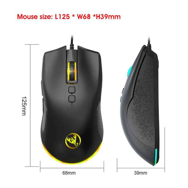 A883 Colorful Glowing 7D Game Mouse, Esports Wired Mouse 6400dpi Adjustable Macro Programming_voghion.com