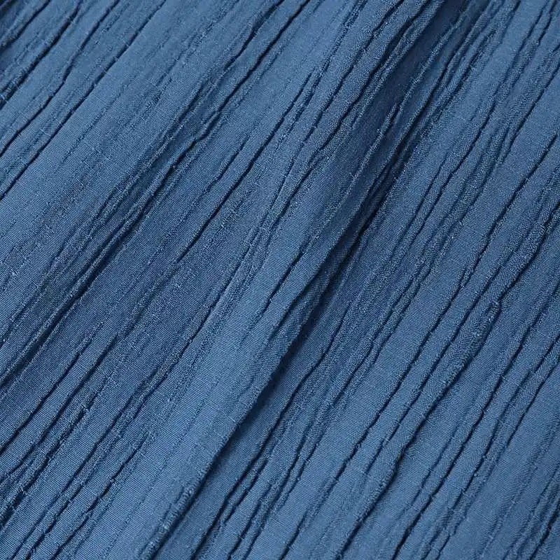Abito Abaya musulmano a maniche lunghe con scollo a O alla moda da donna. Abito estivo con orlo arricciato solido_voghion.com