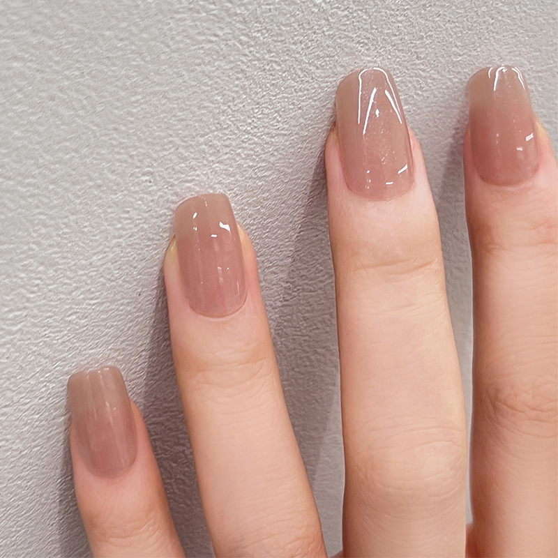 Pink Gradient 24Pc Fake Nail With Glue Simple Round Head Fake Nail Wearable Almond Full Cover Nail Tip Pre On_voghion.com