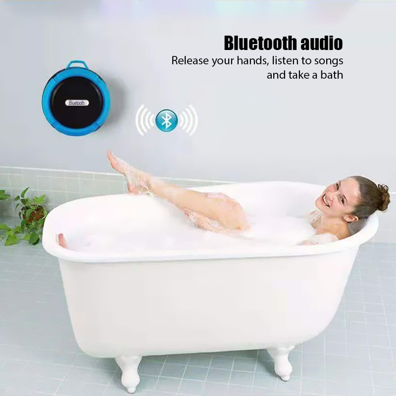 Nešiojama „Bluetooth“ vandeniui atspari belaidė laisvų rankų įranga lauko siurbimo puodelio mini automobilio žemųjų dažnių garsiakalbis mažas_voghion.com