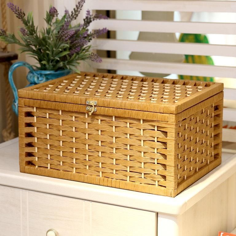 Japanese Style Desktop Woven Miscellaneous Items, Rattan Basket For Cosmetics, Toys, Books, Underwear Storage Box_voghion.com