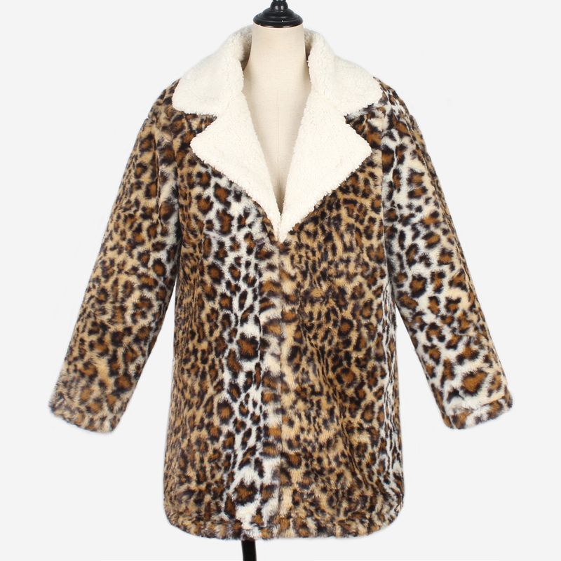 Damenbekleidung aus Plüschimitatpelzmantel mit Leopardenmuster_voghion.com