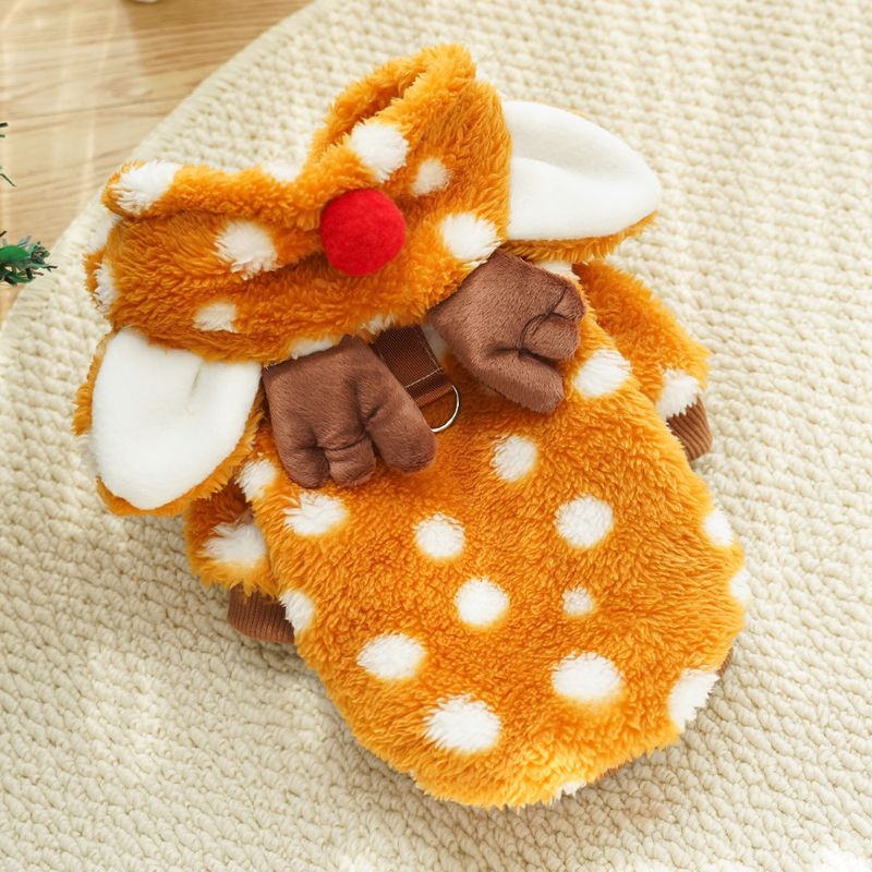 Haustier Hund Katze Weihnachten Halloween Kleidung Elch Kleid Herbst und Winter Plüsch kleine und mittelgroße Hunde als Bären Fadou Corgi verwandeln Kleidung süß_voghion.com