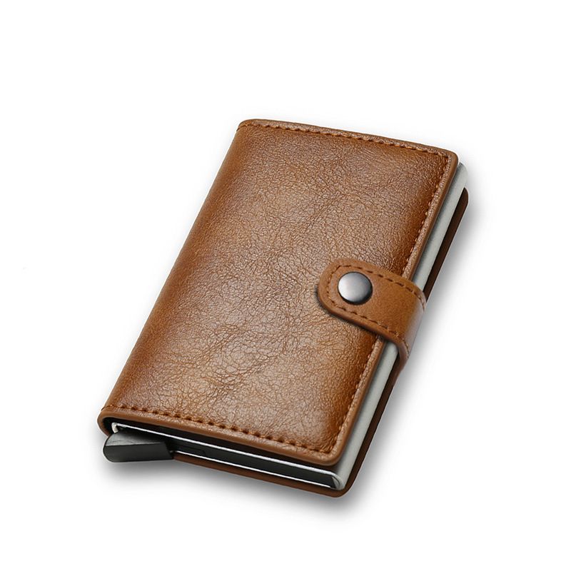 Ny RFID Anti-tyveri sveipekortveske Karbonfiber Aluminiumlegering Kredittkort Metallkortveske Herre lommebok med elastisk kort Flere kortposisjoner_voghion.com