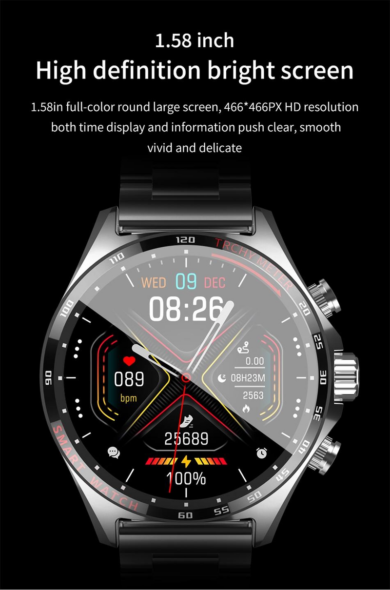 NORTH EDGE GPS Smart Watch for Men Bluetooth Call Receive/Dial, Fiess Tracker 1.58" HD Full Touch Screen with Heart_voghion.com