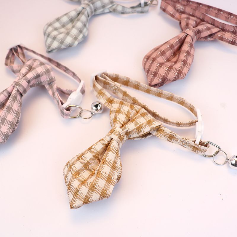 Nuovo collare a quadri per cani e gatti di piccola taglia, con papillon, grazioso accessorio da collo da uomo_voghion.com