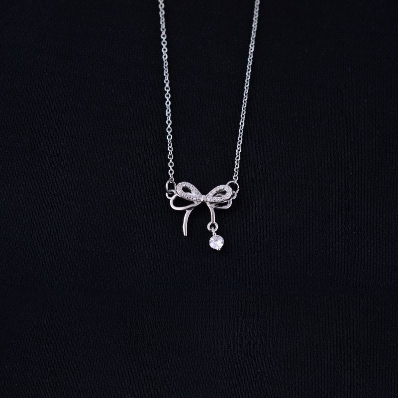 Collana con fiocco in argento puro 2022, nuova collana per donna, design di lusso leggero e di alta gamma, ciondolo con clavicola di nicchia, maglione_voghion.com