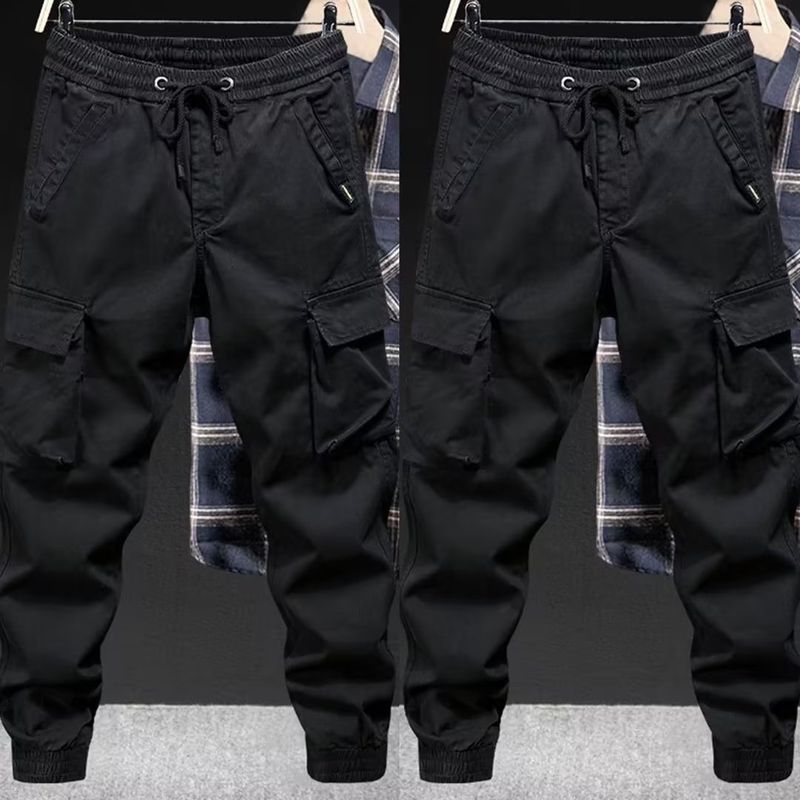 Spring And Autumn, Trendy Loose Leg Tie Solid Color Workwear For Men, American Casual Pants_voghion.com