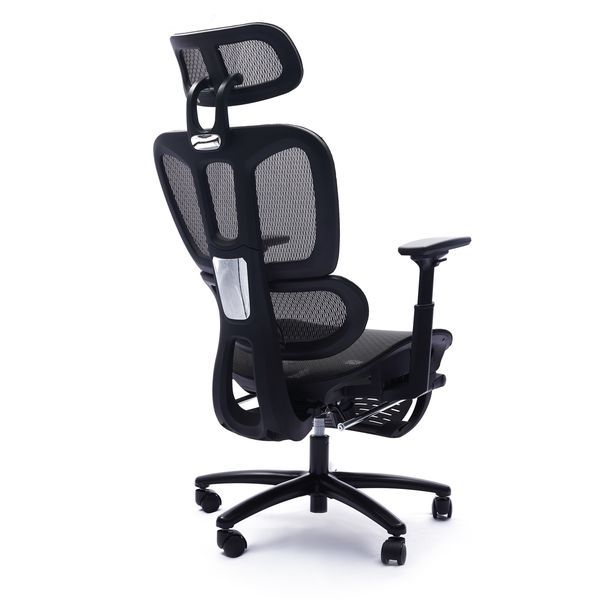 Adjustable Ergonomic Black Mesh Office Chair With Headrest And Footrest, Conference/Computer Desk Chair_voghion.com
