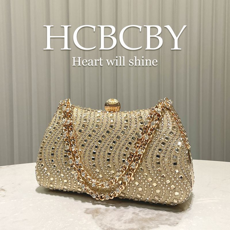 Gold Rhinestone Evening Clutch - Luxury Shiny Handbag With Crystal Decor (Elegant Women's High-End Party Bag For Special Occasions)_voghion.com