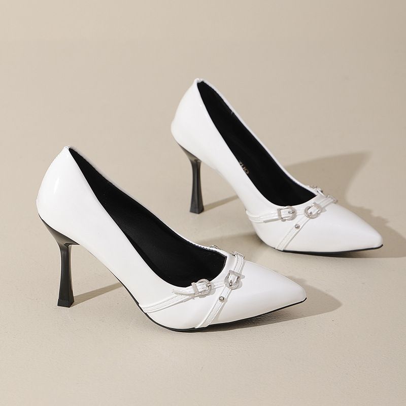 Comode, stabili, nere, mature, eleganti, 2025, nuove scarpe con tacco alto in stile francese per le donne._voghion.com