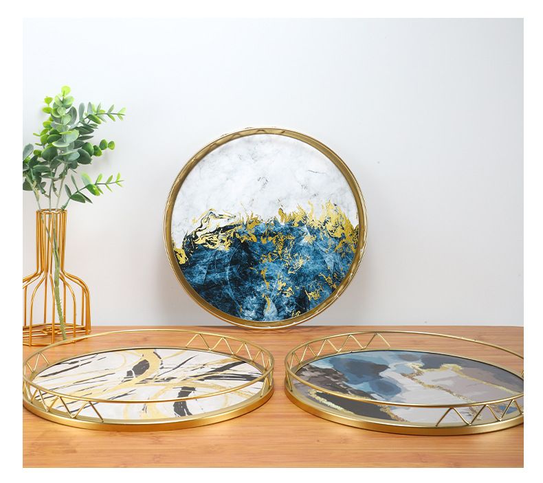 Runder Tablett-Organizer mit Marmormuster – luxuriöse Kosmetikaufbewahrung für Badezimmer und Schminktisch (Mehrzweck-Schreibtischdisplay, elegante Heimdekoration)_voghion.com