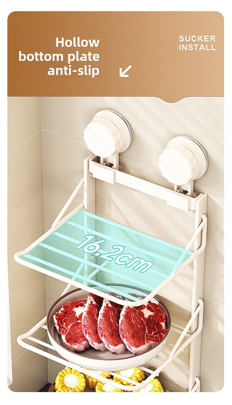 New Kitchen Suction Cup Household Multi-layer No-drill Prep Tool Wall-mounted Storage Rack_voghion.com