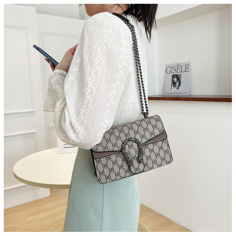 Fashionable Dionysian Bag For Women 2024 New Retro Printed Chain Bag Popular Armpit Bag Diagonal Shoulder Small Square Bag_voghion.com