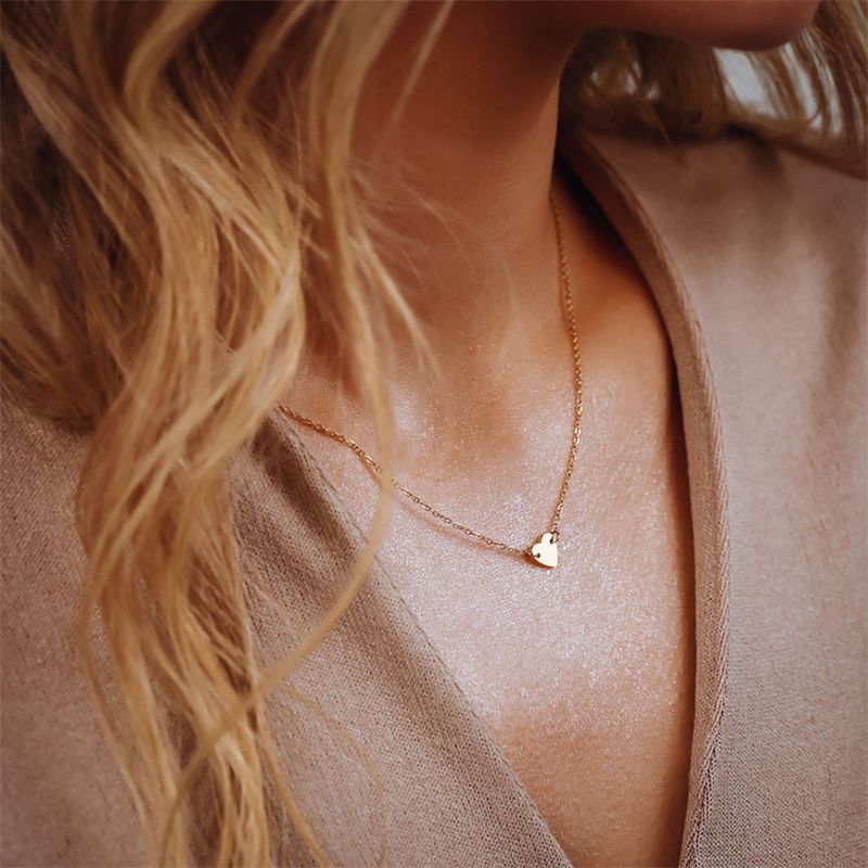 Hot sales eManco LOVE Initial Stainless Steel Choker For Women Heart Necklace delicate short chain Valentine's gift_voghion.com