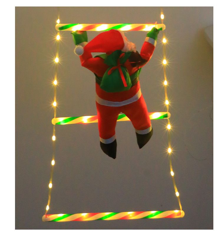 LED Christmas Santa Climbing Ladder Lights – Waterproof Holiday Decor For Windows, Walls & Trees (Warm White & Multicolor, Battery/USB Powered)_voghion.com