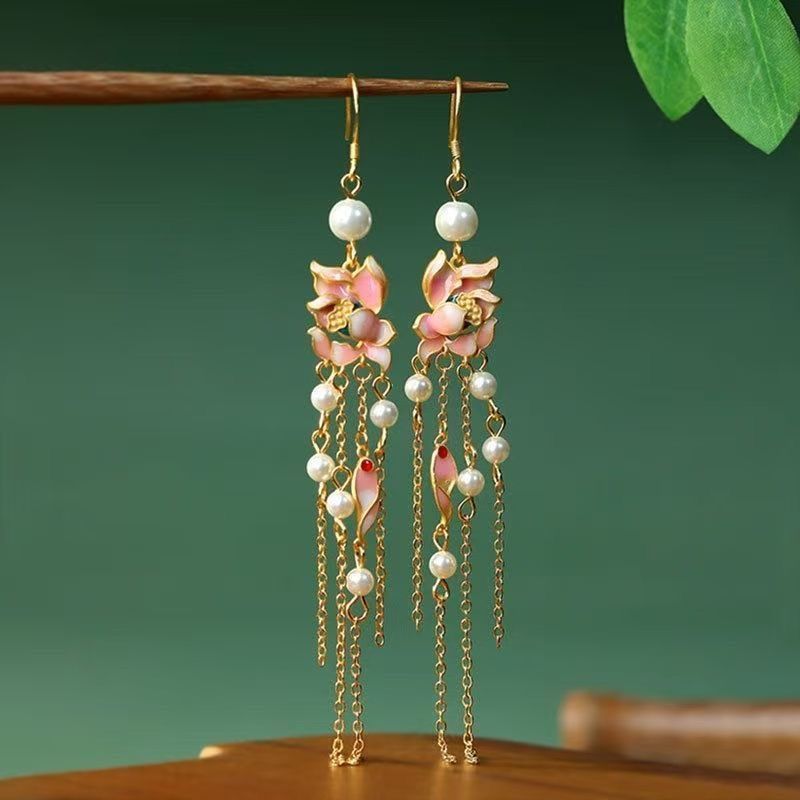Nieuwe Chinese stijl veelzijdige kwast trendy elegante high-end oorhaken modieuze sierlijke combinatie oorbellen_voghion.com