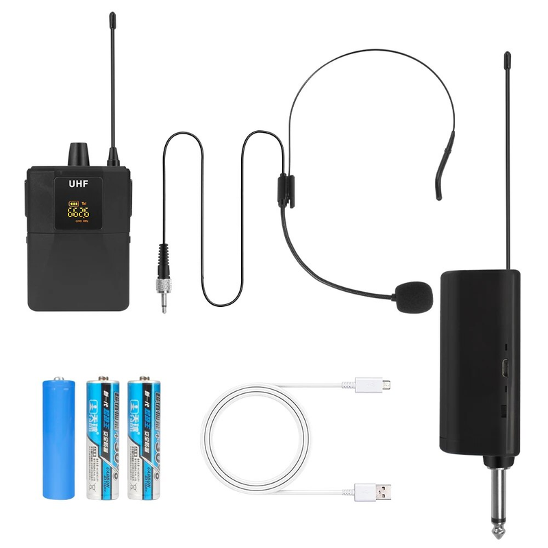 Système de microphone Lavalier sans fil UHF 30 canaux avec 1 récepteur portable gamme Dynamic164ft pour karaoké discours PA_voghion.com