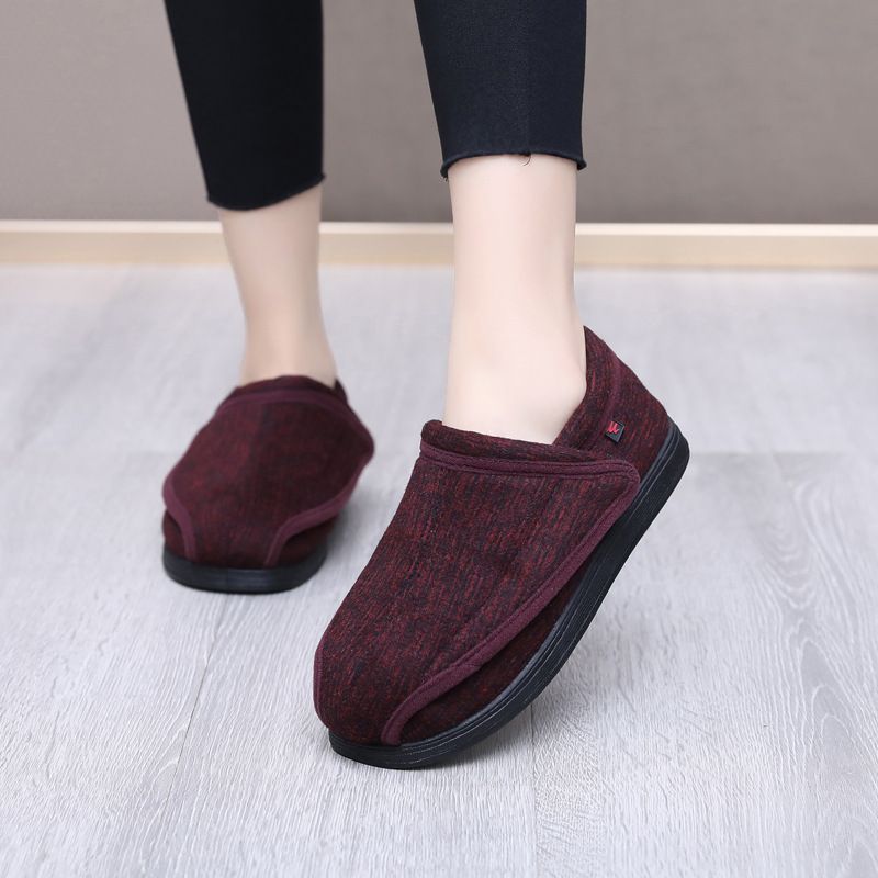 Ziwa Ge Winter New Warm Fleece-Lined Thickened Cloth Widened Velcro Shoe Top Openable Comfortable Cotton Shoes_voghion.com