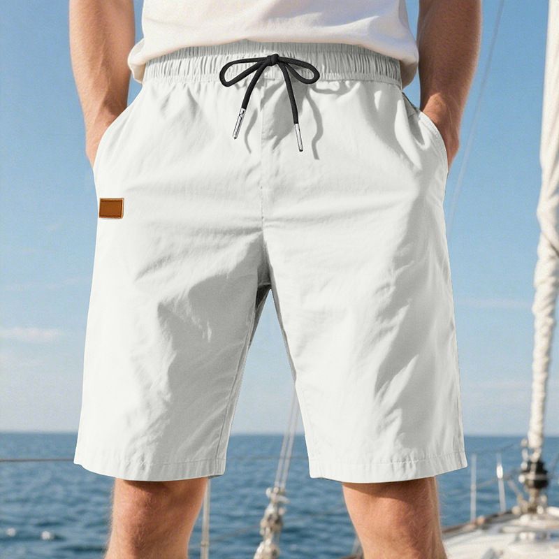 Pantalones de playa para hombre, de verano, informales, ligeros y lujosos, de cinco puntos, con cordón cruzado, talla grande_voghion.com