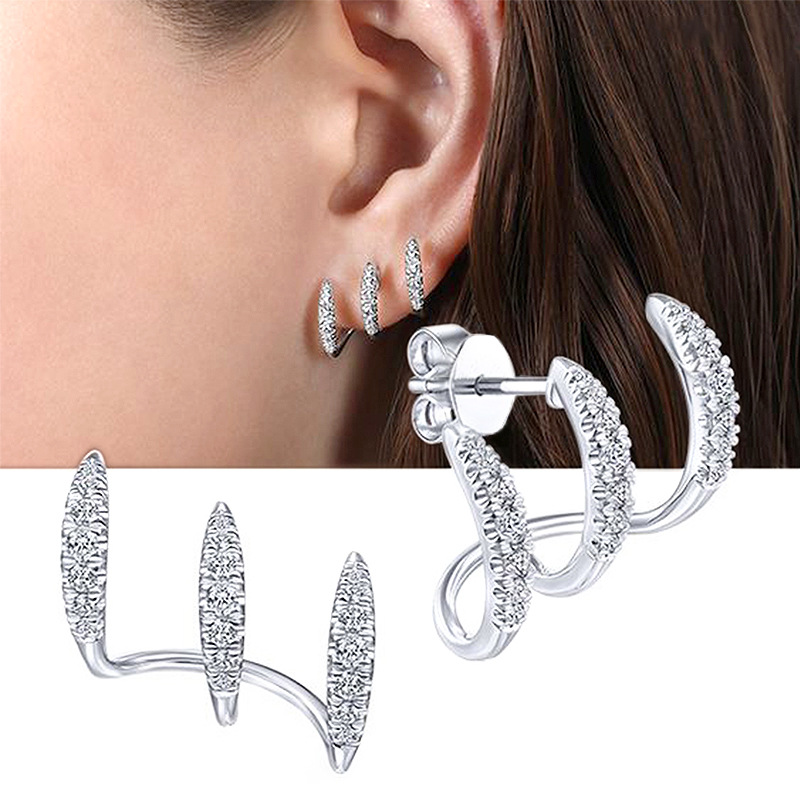 Cao Shi's Niche Design Feels Like Three Claw Ear Clip, With High-end Feel And A Simple Curved Curve. High Quality Zircon_voghion.com