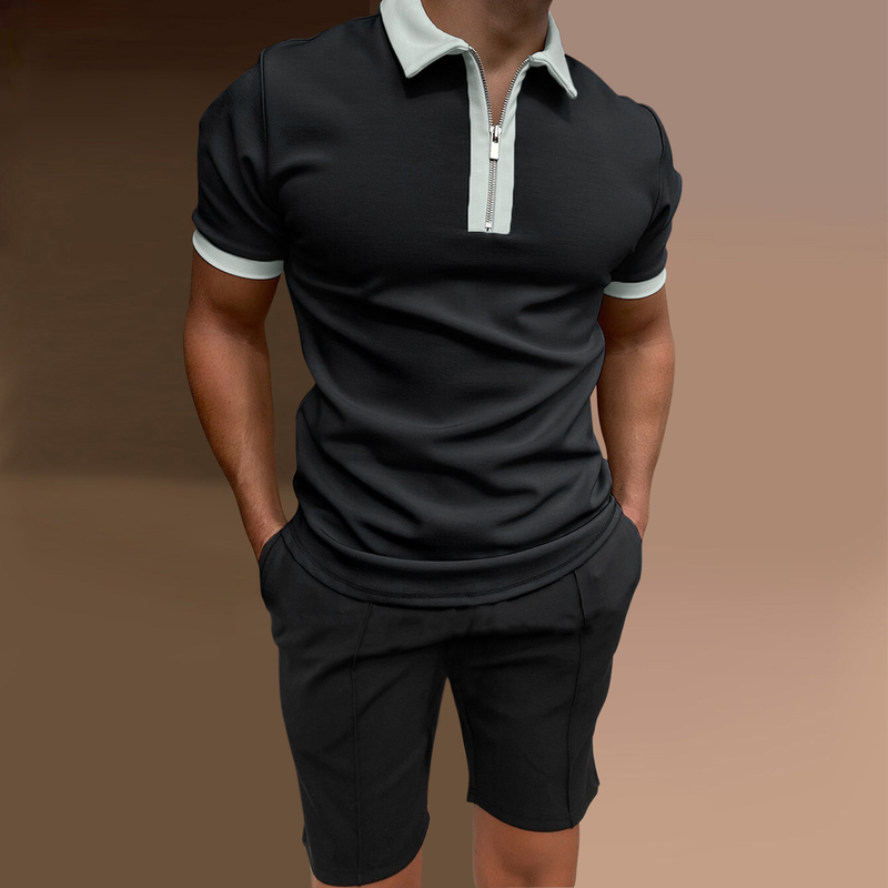 T-shirt da uomo estiva 2024 a maniche corte con risvolto casual in tinta unita_voghion.com