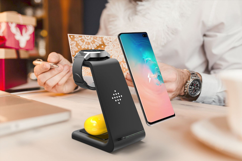 Özel model Galaxy Watch Active/Galaxy Buds üçü bir arada standlı kablosuz şarj cihazı_voghion.com