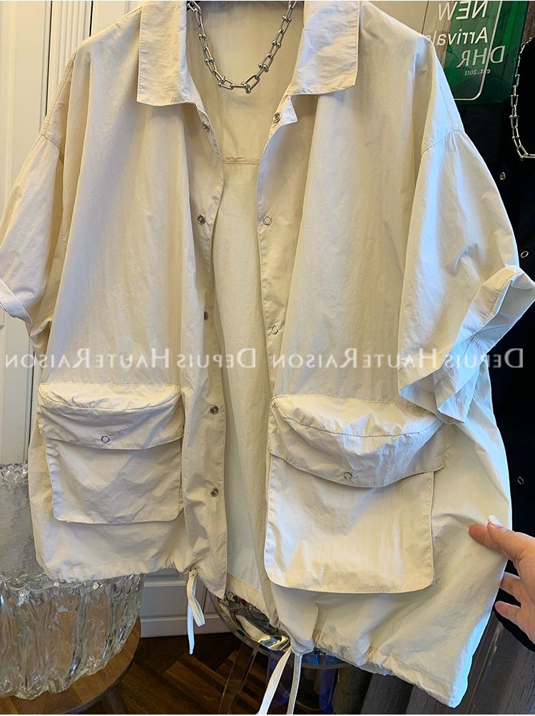 Abbigliamento con protezione solare a doppia tasca, elegante camicia a maniche corte in stile nicchia_voghion.com