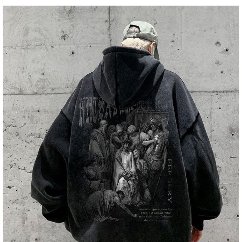 High Street Vibe Fleece Thickened Sweater Men's Ruffian Handsome High Sense_voghion.com