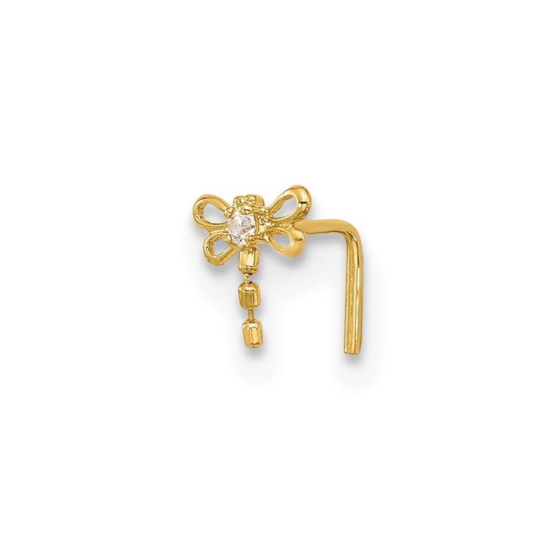 14k 22 Gauge CZ Butterfly Nose Stud_voghion.com