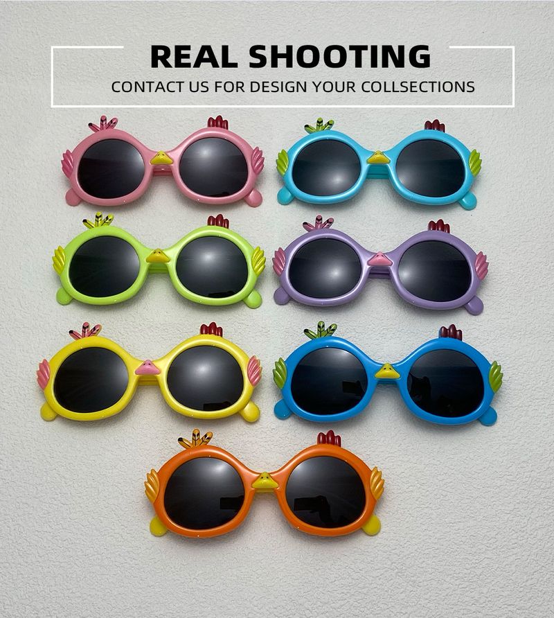 Occhiali da sole per bambine, a forma di piccolo pollo giallo, con montatura giocattolo, a forma di animale, per esterni, polarizzati, anti-ultravioletti_voghion.com