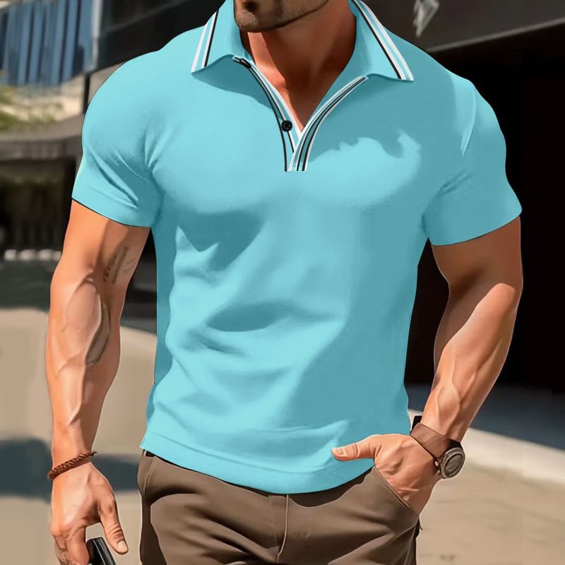 Herren Kragen Gestreiftes Casual Poloshirt Herren Reversknopf All Match T-Shirt Herren Tops_voghion.com