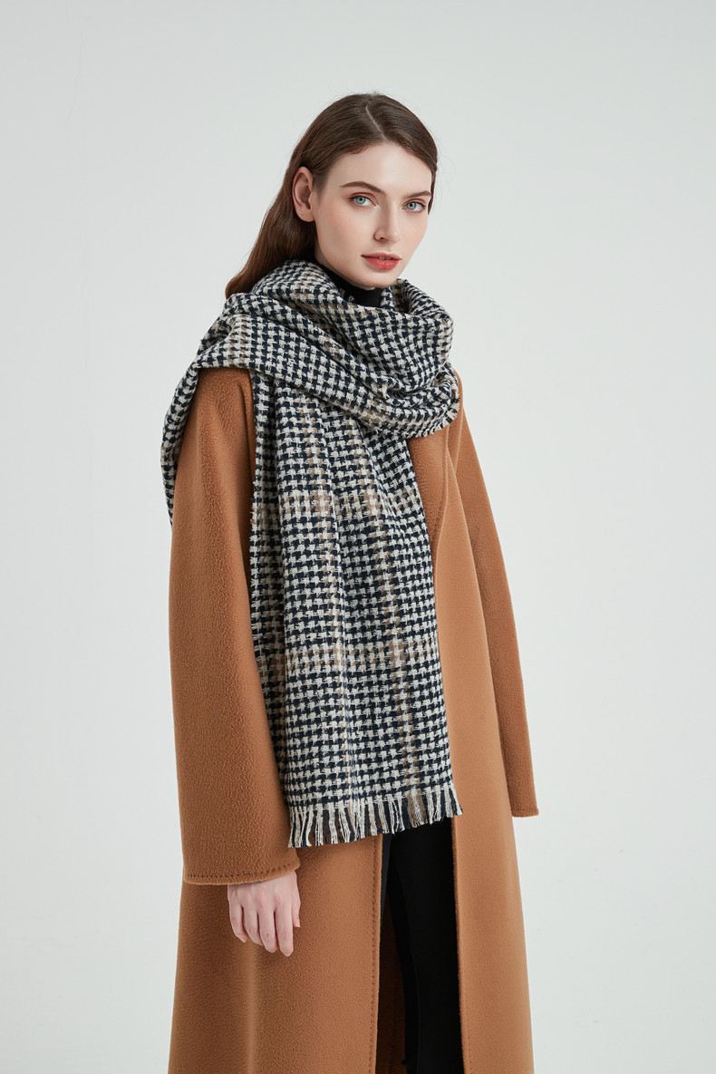 Damenschals Retro-Schal mit kleinem Muster für Damen, Winterversion, modischer Schal, warmer Schal_voghion.com