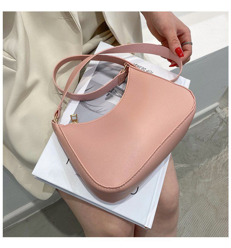 Borsa a tracolla sotto le ascelle in pelle PU tinta unita retrò Borse alla moda da donna Borse hobo casual e borsetta da donna_voghion.com