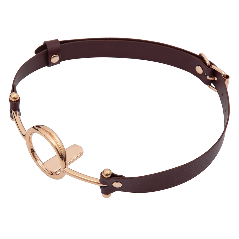 Mouth Leather Open Oral Gag Harness Ball Bite Metal Fetish Bondage Restraint Gold Rose Sier Sex Toy Slave_voghion.com