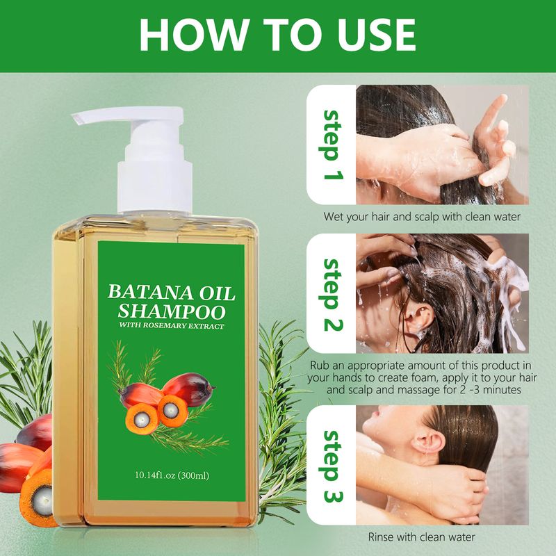 Shampoo idratante riparatore nutriente Batana senza etichetta, per capelli secchi, crespi, lisci e lucidi, controllo dell'olio, flacone quadrato da 300 ml_voghion.com